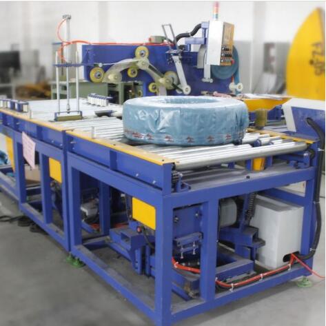 automatic horizontal hose coil wrapping line