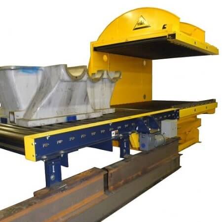 C shape pallet inverter with conveyors