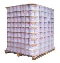beverage loads on pallet wrapped by stretch hood